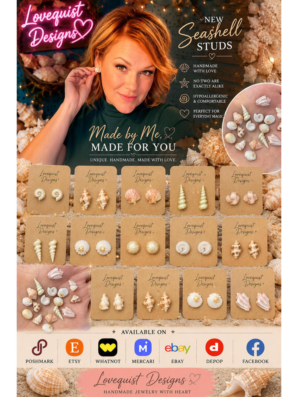 Snäcka Collection | Set of 4 Handmade Seashell Stud Earring